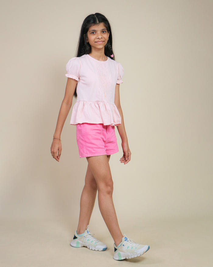 Pure Cotton Magenta Shorts with Top-Tweeny Mini