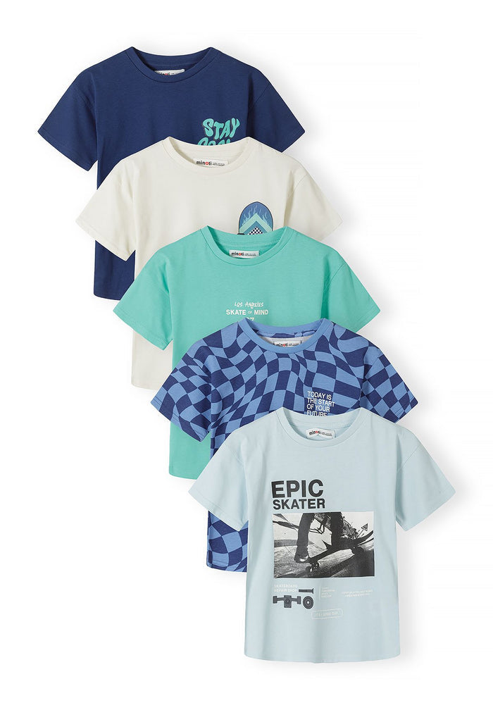 T-Shirts 5-Pack Skate Graphics Short Sleeve Blues - 1