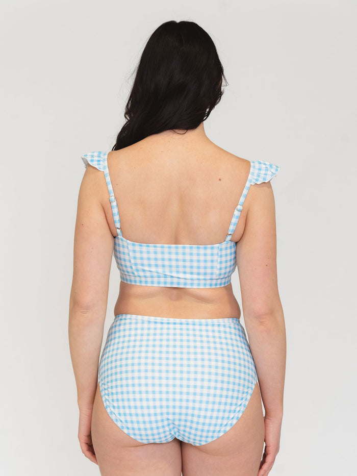 Sky Gingham Ruffle Scoop Bralette