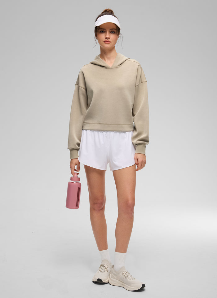 CRZ YOGA Women SoftAura Cropped Pullover Hoodis Long Sleeve Oak