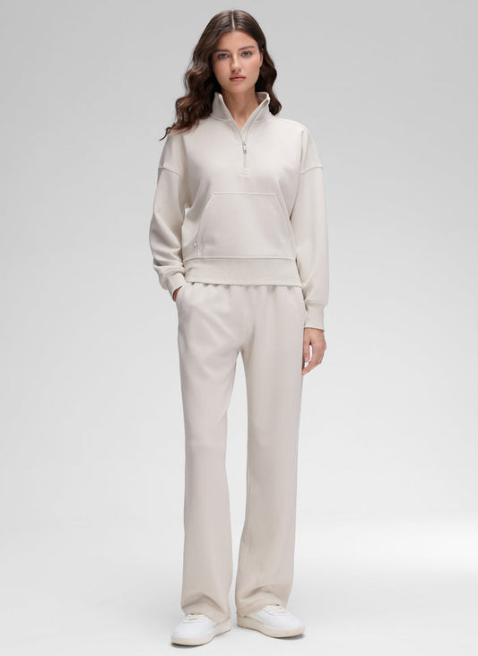 CRZ YOGA Women SoftAura Halfzip Sweatshirt Pullover Long Sleeve Pocket Milky White