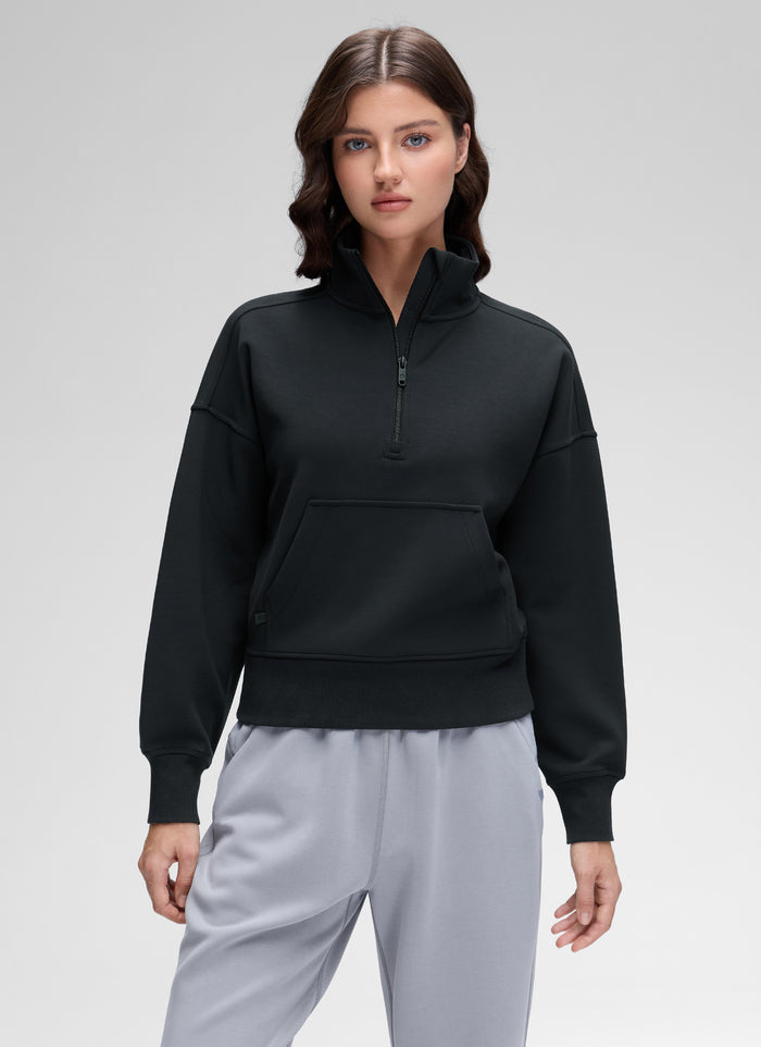 CRZ YOGA Women SoftAura Halfzip Sweatshirt Pullover Long Sleeve Pocket Black