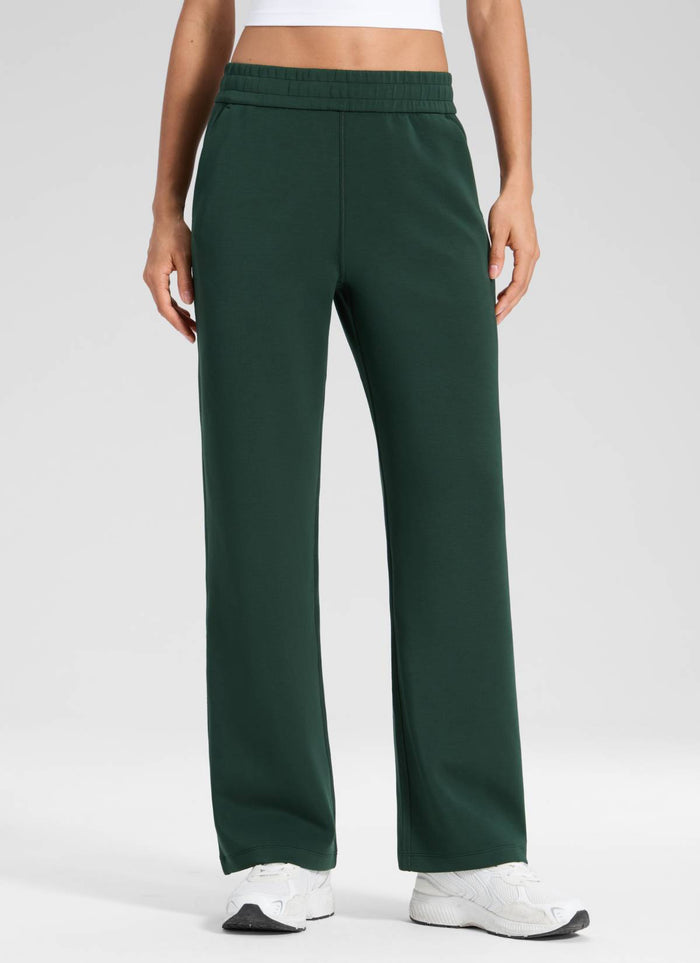 CRZ YOGA Women's SoftAura High Rise Wide Leg Pants with Pockets 31'' Legend Green