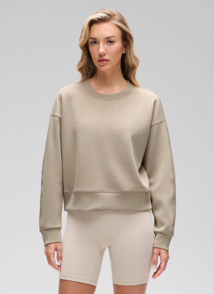 CRZ YOGA Womens SoftAura Basic Casual Sweat Shirt Crew Neck Pullover Oak