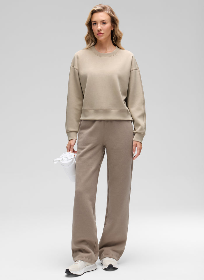 CRZ YOGA Womens SoftAura Basic Casual Sweat Shirt Crew Neck Pullover Oak