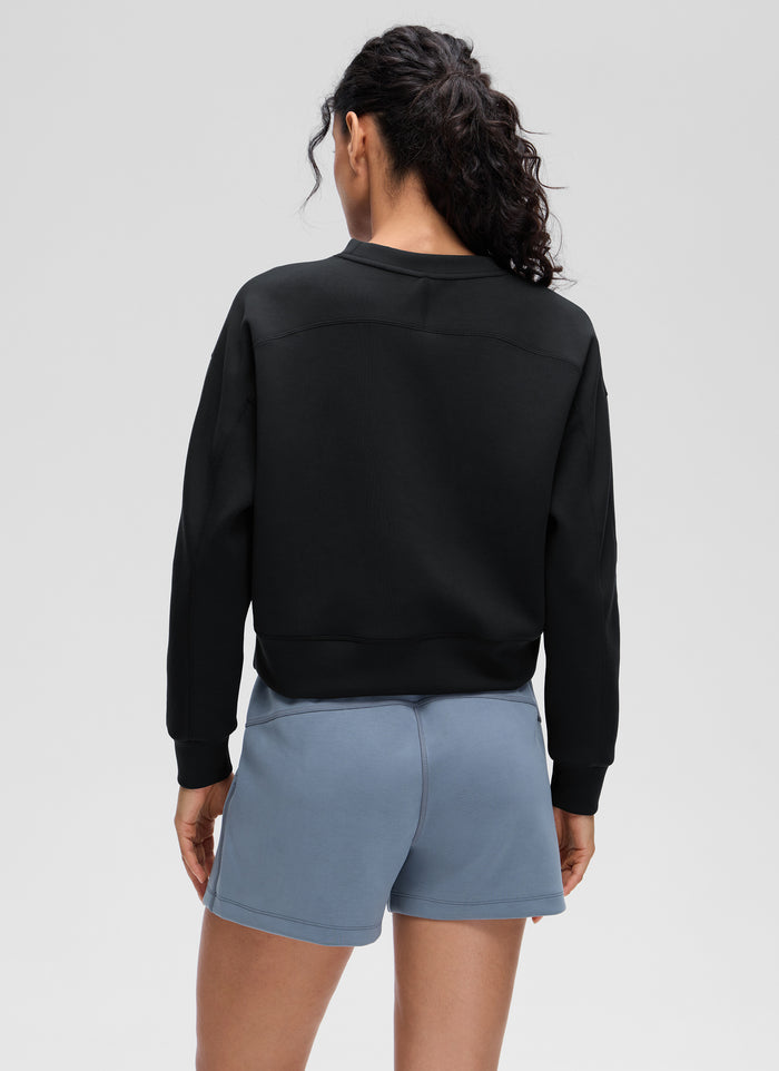 CRZ YOGA Womens SoftAura Basic Casual Sweat Shirt Crew Neck Pullover Black