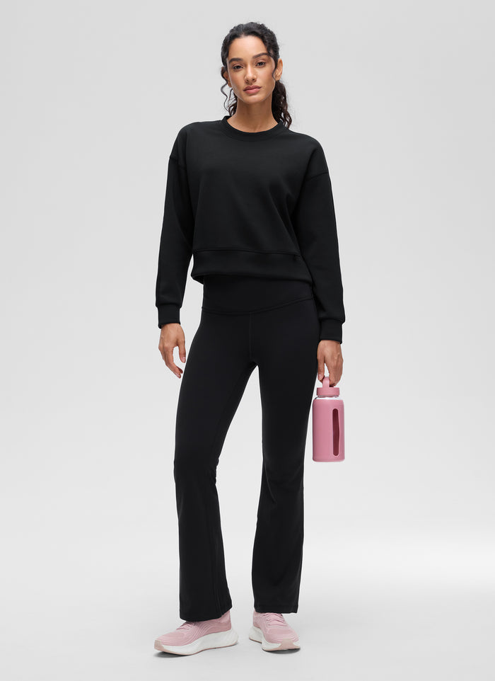 CRZ YOGA Womens SoftAura Basic Casual Sweat Shirt Crew Neck Pullover Black
