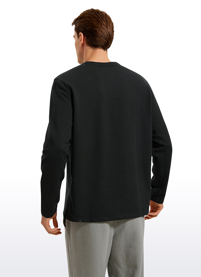 CRZ YOGA Men's Casual Classic Fit Pullover Sweatshirts Long Sleeves Black