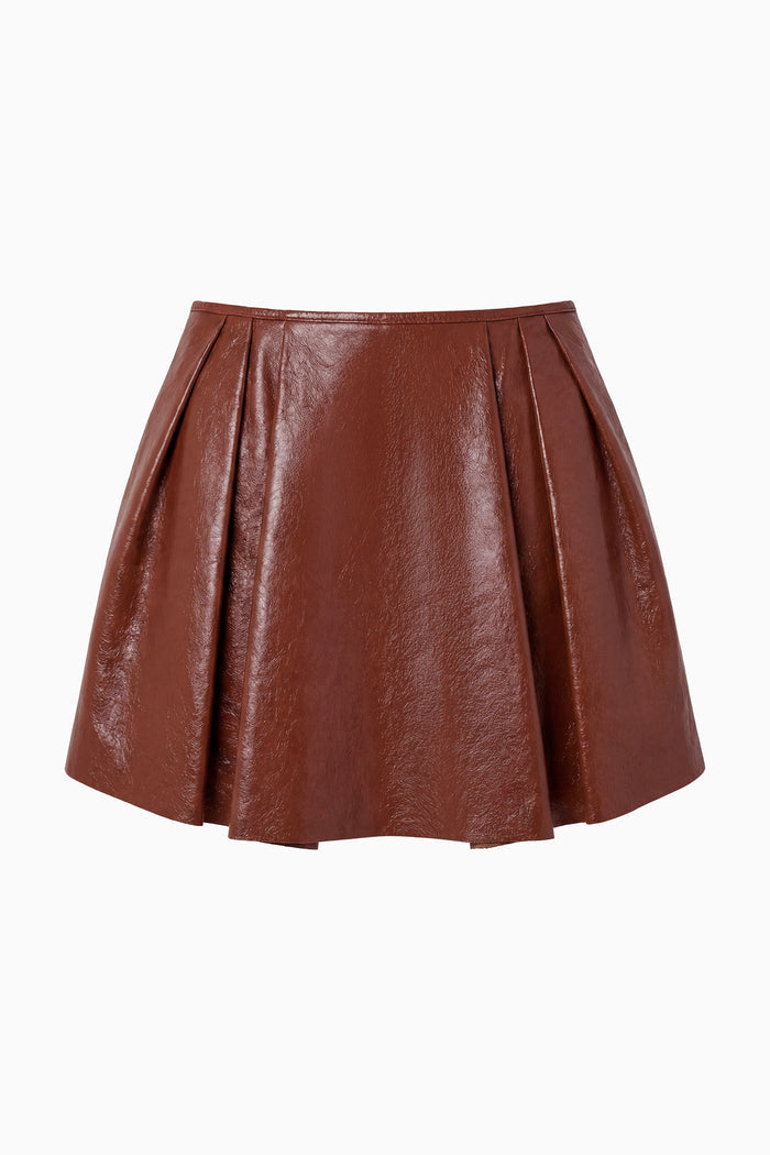 Sophie Leather Mini Skirt - Cognac