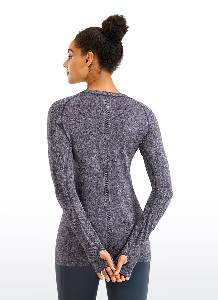 CRZ YOGA Women's Train Slim Fit Shirts Speedy Seamless Long Sleeves Stelindigo