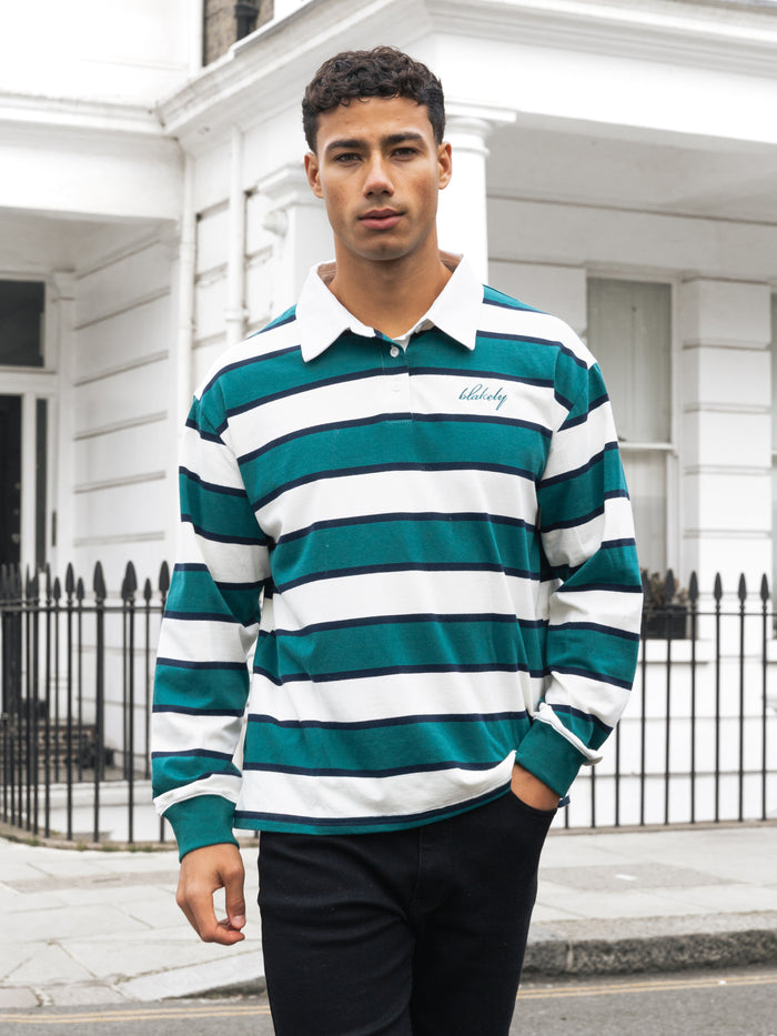 Stanley Stripe Rugby Shirt - Green Mix