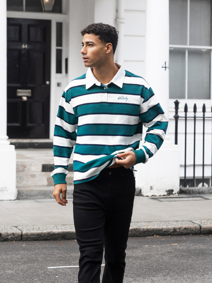 Stanley Stripe Rugby Shirt - Green Mix