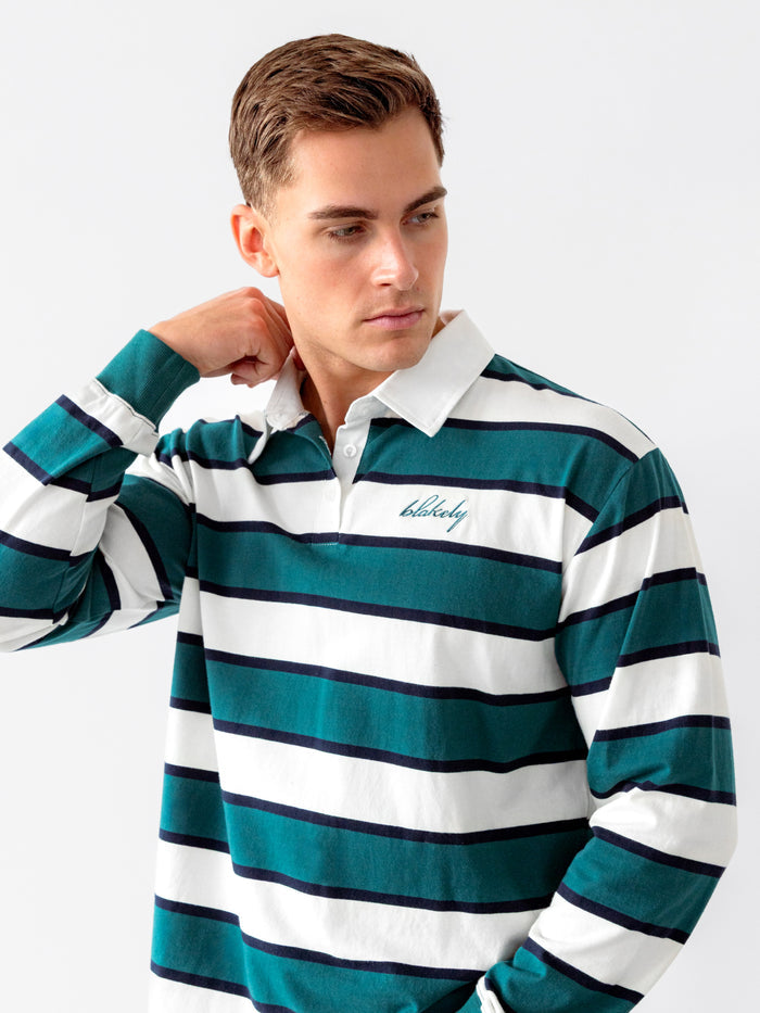 Stanley Stripe Rugby Shirt - Green Mix