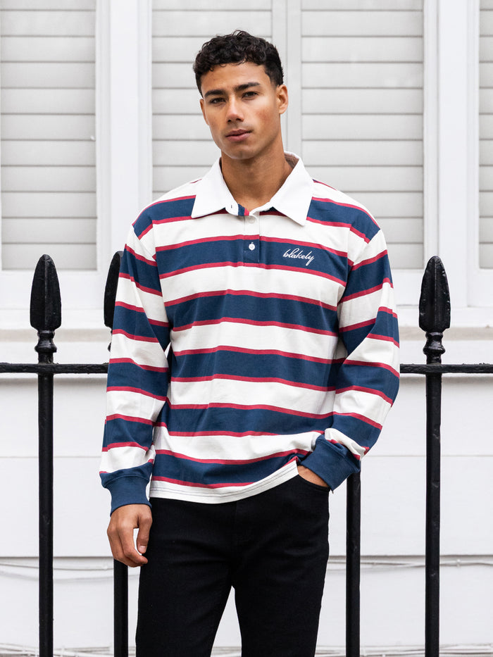 Stanley Stripe Rugby Shirt - Red Mix