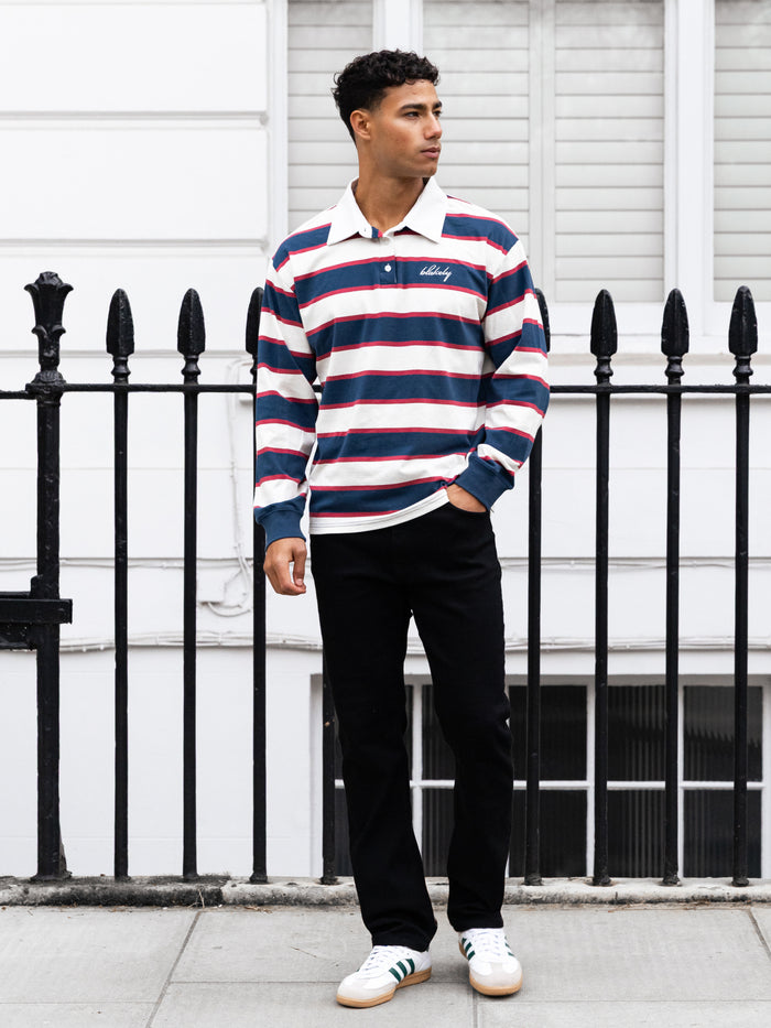 Stanley Stripe Rugby Shirt - Red Mix