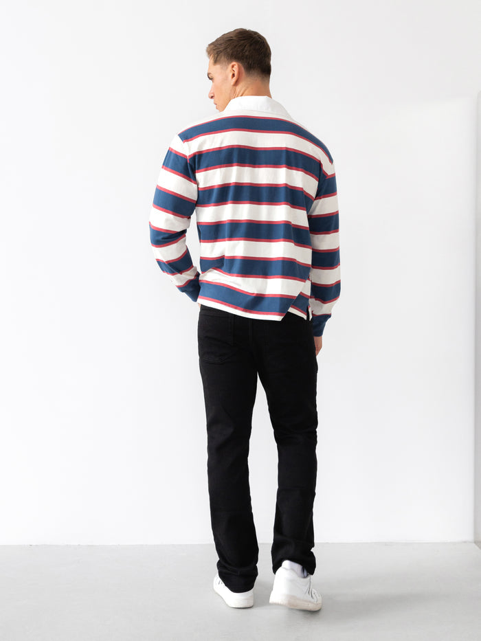 Stanley Stripe Rugby Shirt - Red Mix