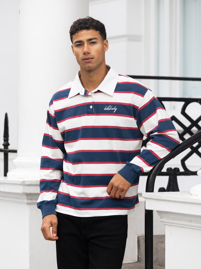 Stanley Stripe Rugby Shirt - Red Mix