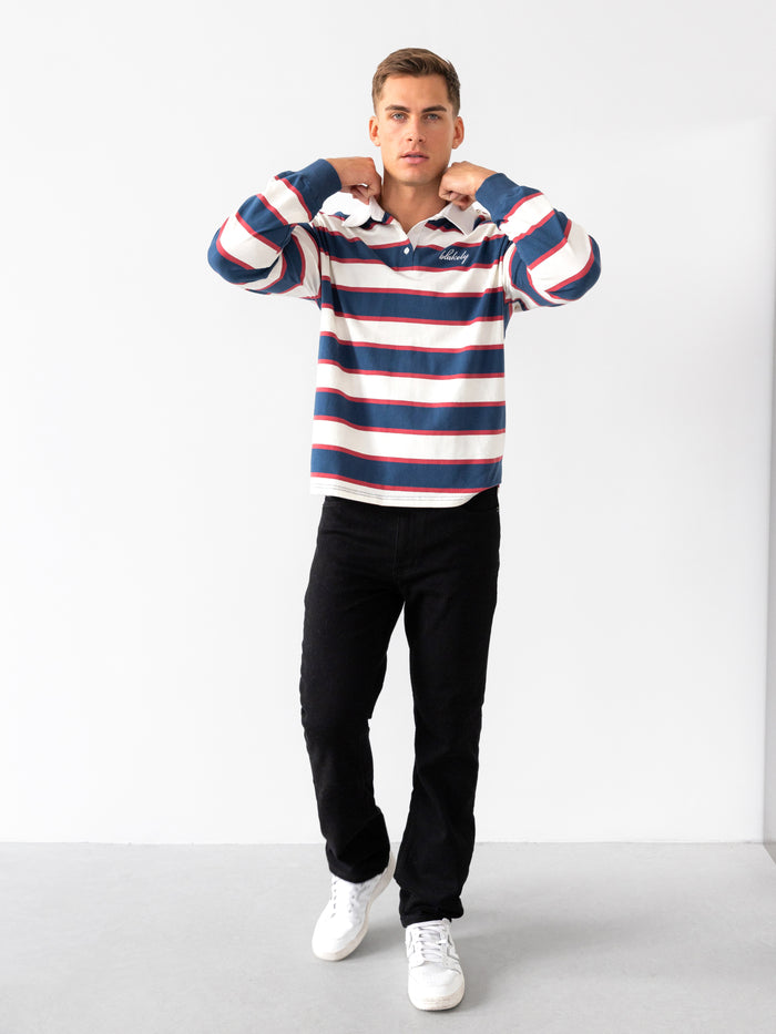Stanley Stripe Rugby Shirt - Red Mix