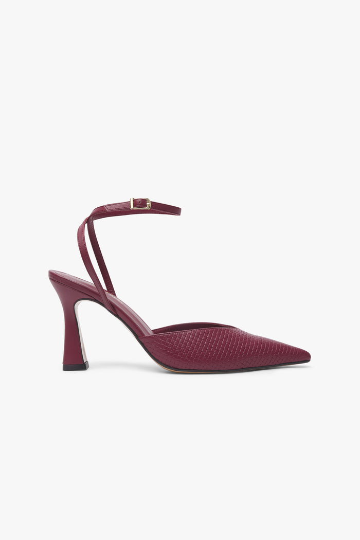 Stilleto Valma Burdeos de tacón medio con plataforma stiletto de Lady Pipa para completar looks de invitada.