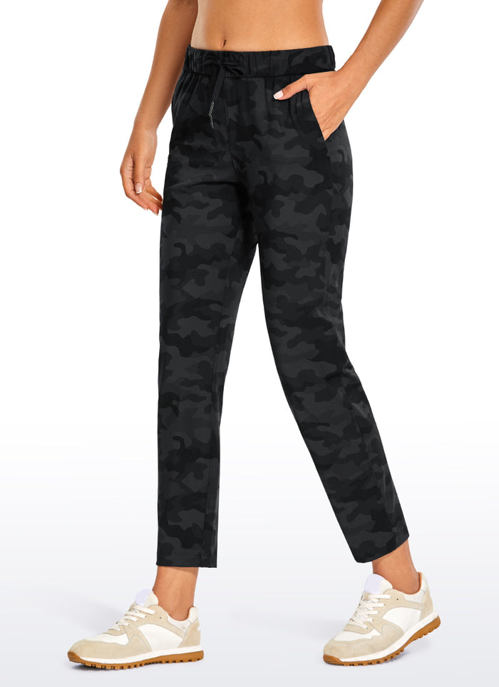 CRZ YOGA Women's Travel Slim Fit Stretch Drawstring 7/8 Pants 27'' Dark grey camouflage