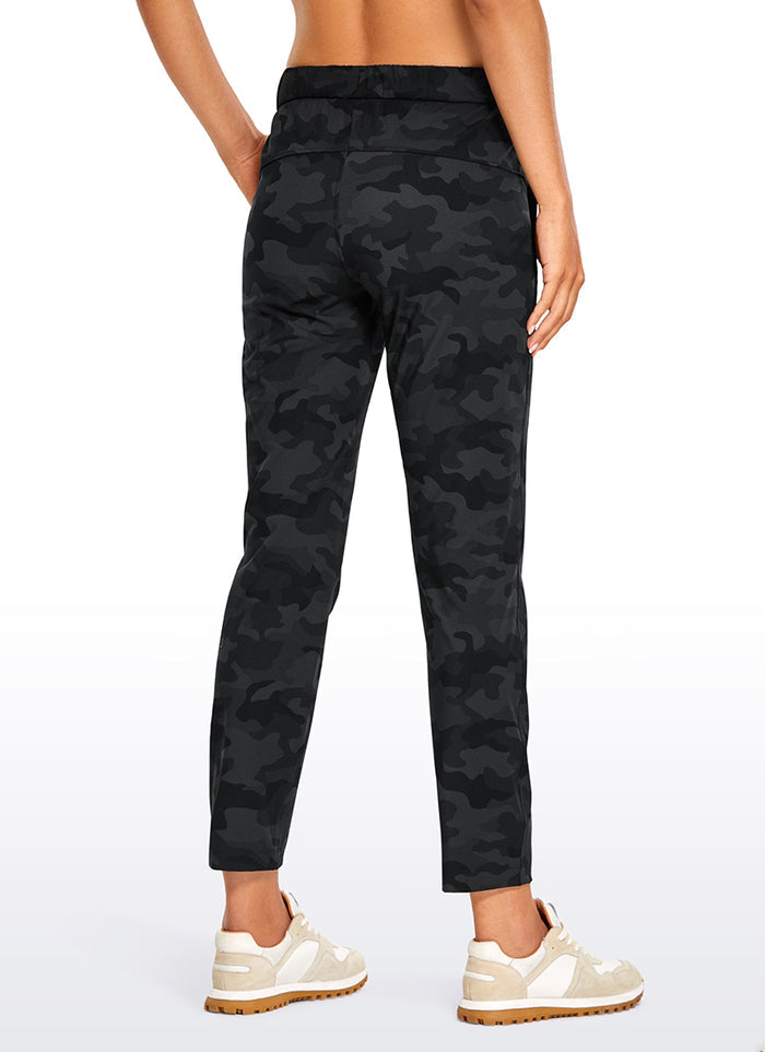 CRZ YOGA Women's Travel Slim Fit Stretch Drawstring 7/8 Pants 27'' Dark grey camouflage