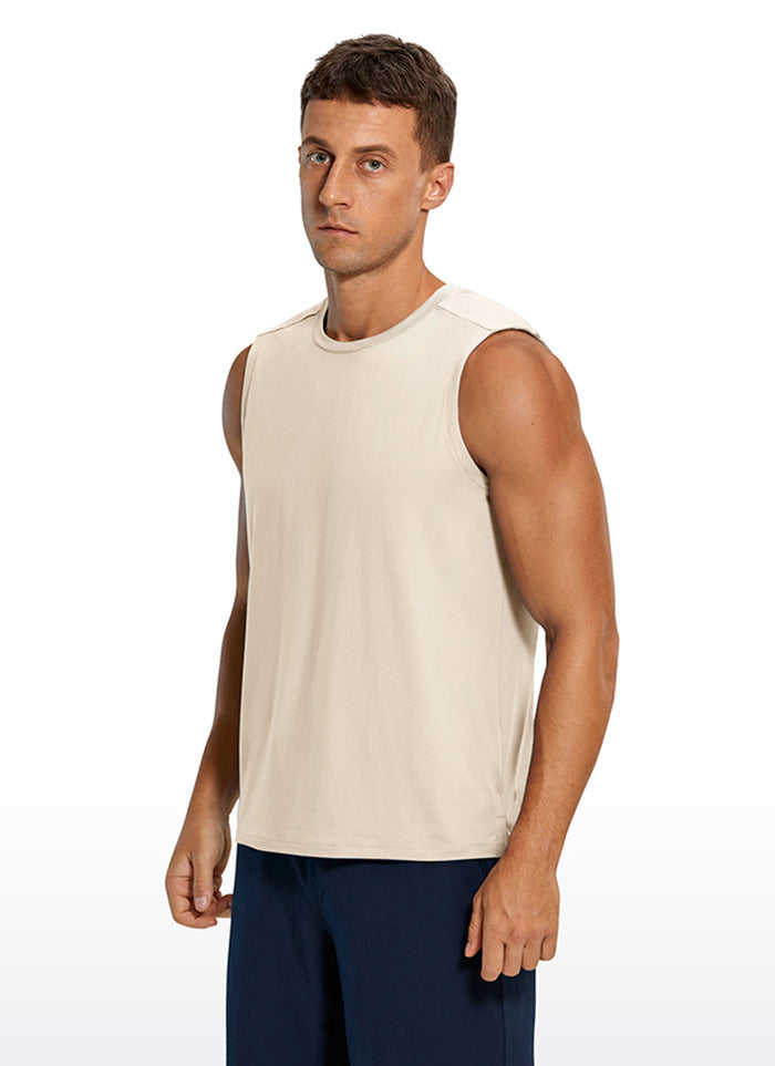 CRZ YOGA Men's Stretchy Workout Classic Fit Tank Tops Sleeveless White Opal