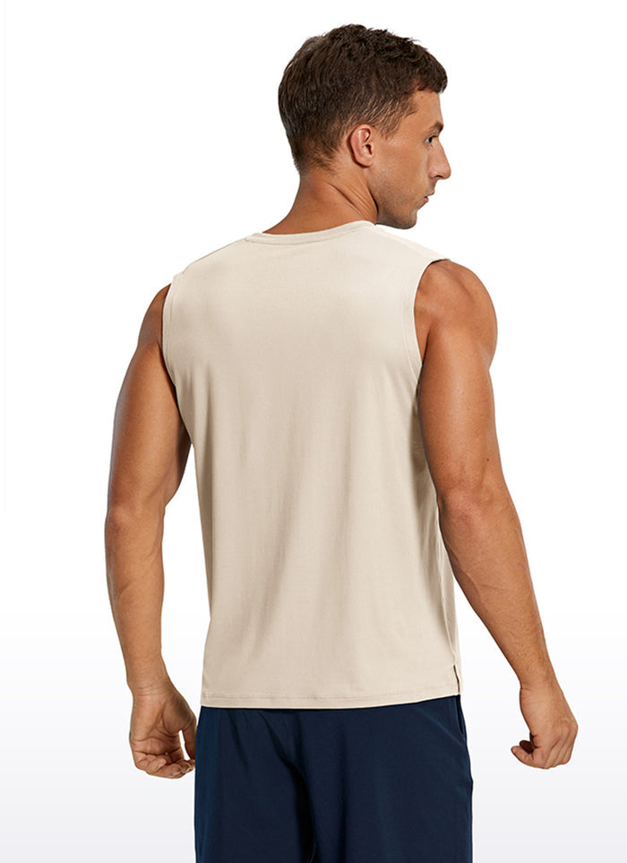 CRZ YOGA Men's Stretchy Workout Classic Fit Tank Tops Sleeveless White Opal