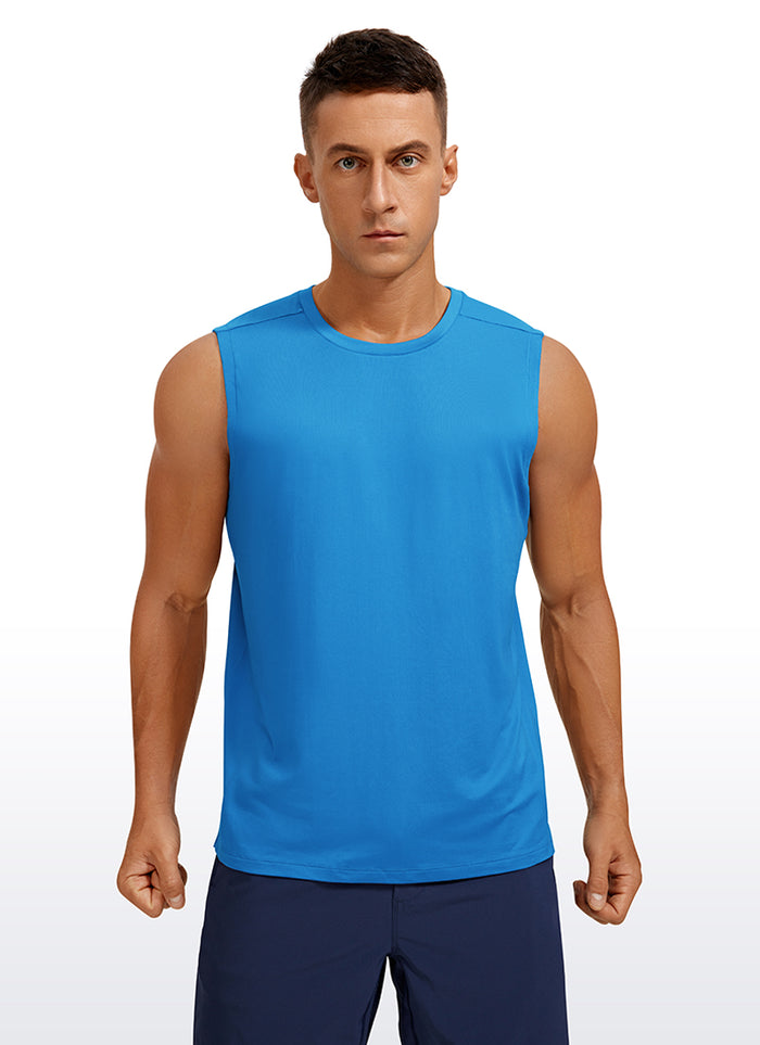 CRZ YOGA Men's Stretchy Workout Classic Fit Tank Tops Sleeveless Poolside Blue
