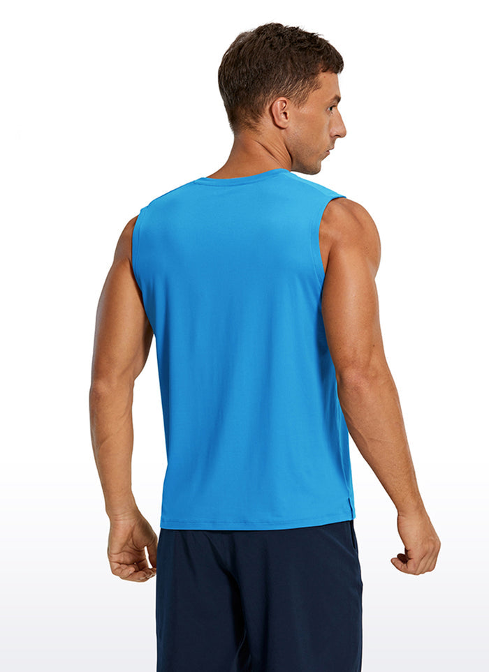 CRZ YOGA Men's Stretchy Workout Classic Fit Tank Tops Sleeveless Poolside Blue