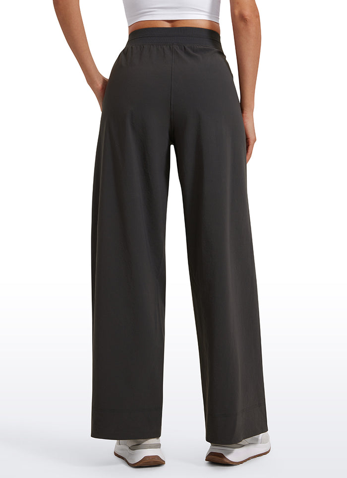 CRZ YOGA Women Stretch Wide Leg High Waisted Casual Pants 30" Ink Gray