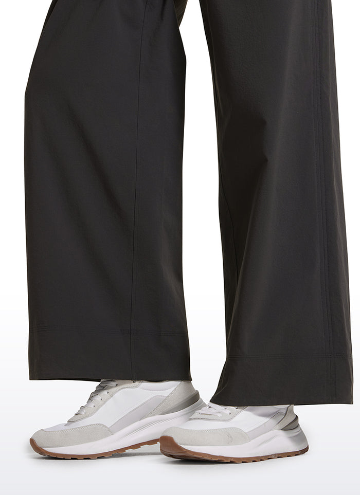 CRZ YOGA Women Stretch Wide Leg High Waisted Casual Pants 30" Ink Gray