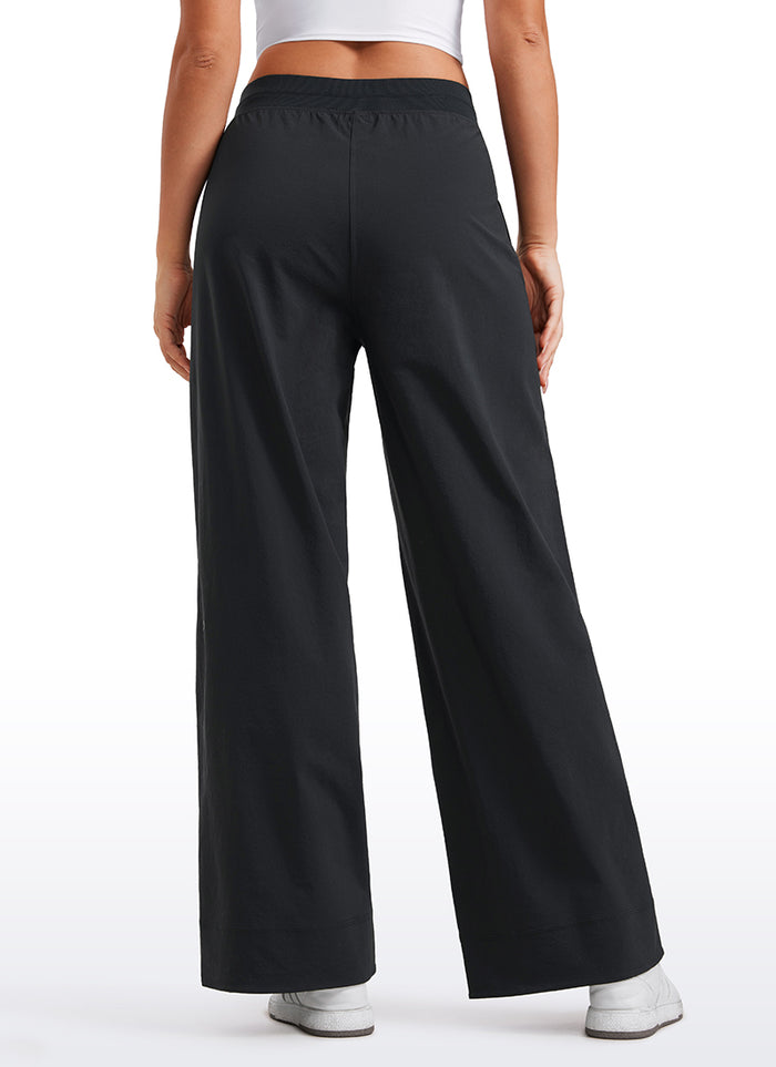 CRZ YOGA Women Stretch Wide Leg High Waisted Casual Pants 30" Black