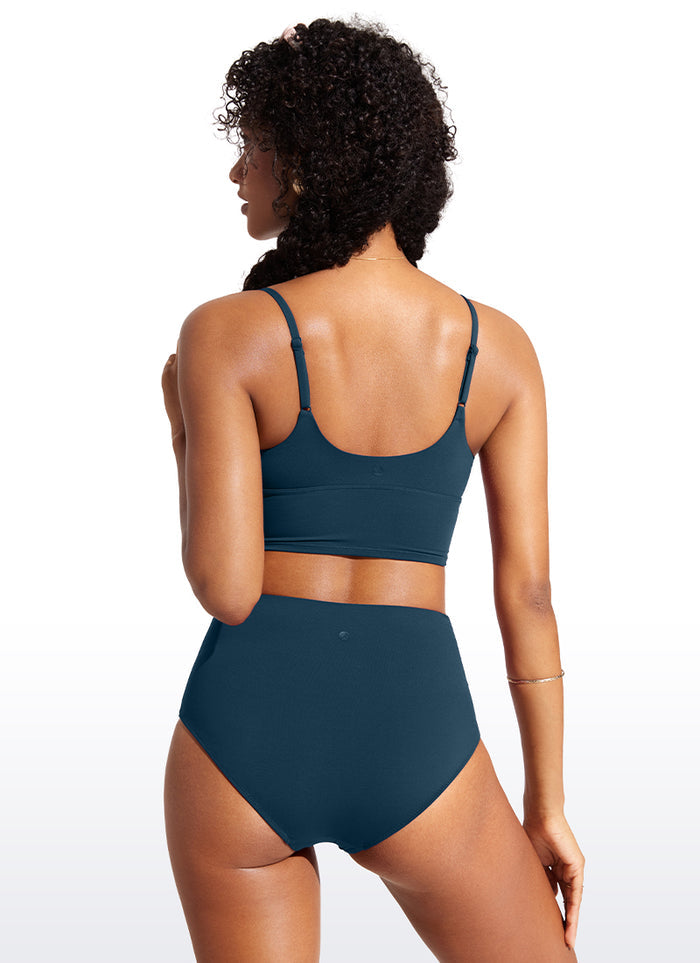 CRZ YOGA Women's Swimwear Tops Sunshine Deep V Strappy Bikini Top Insignia Blue