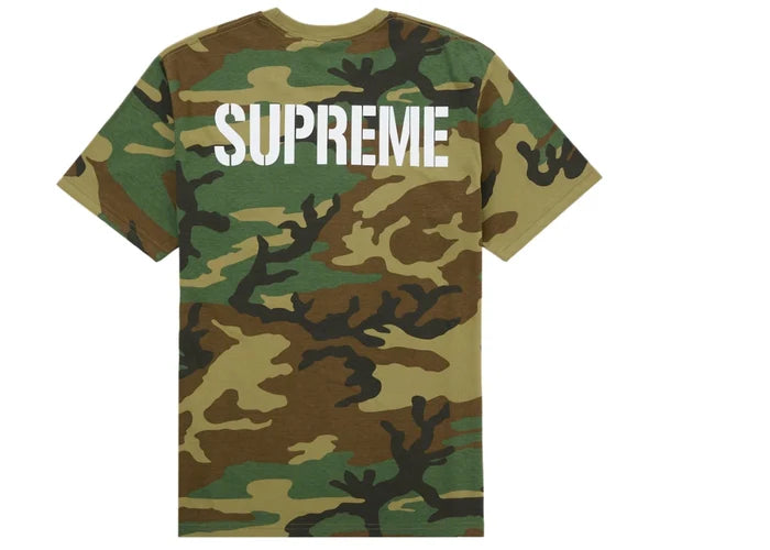 Supreme World Famous Tee Woodland Camo - Clothing - Mens - Jawns on Fire Sneakers & Shoes