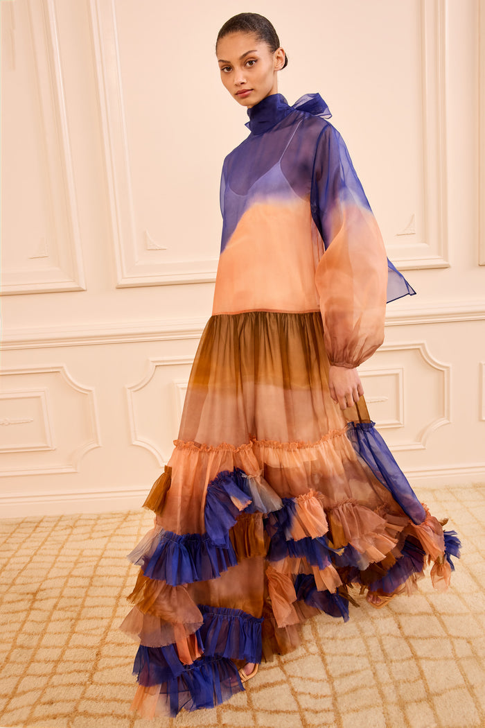 Moontide Silk Organza Gown - Three-Quarter View, Tiered Ruffles | Ulla Johnson