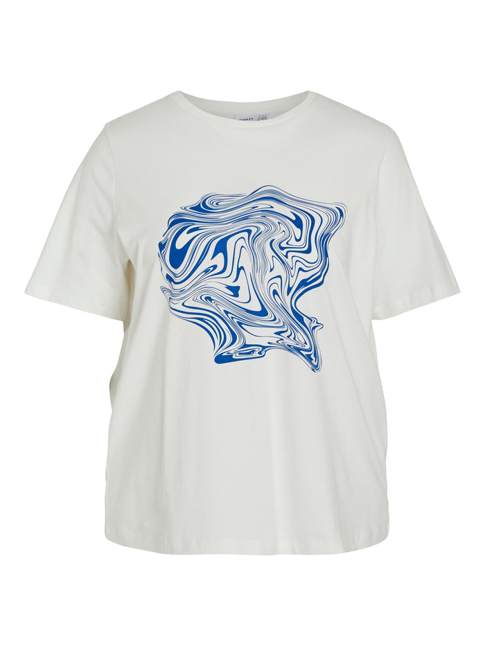 SYBIL ABSTRACT T-SHIRT (CLOUD DANCER/BLUE)
