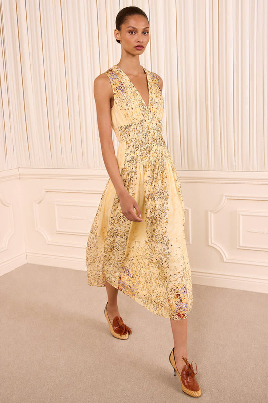 Sylvie Sleeveless Silk Dress - Forsythia