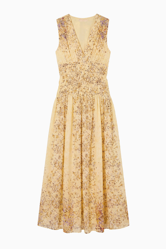 Sylvie Sleeveless Silk Dress - Forsythia