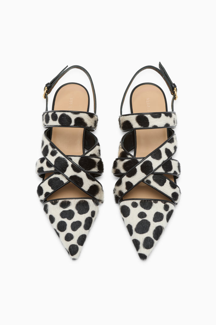 Leopard Calf Hair Tallulah Woven Flat - Top View Pair | Ulla Johnson