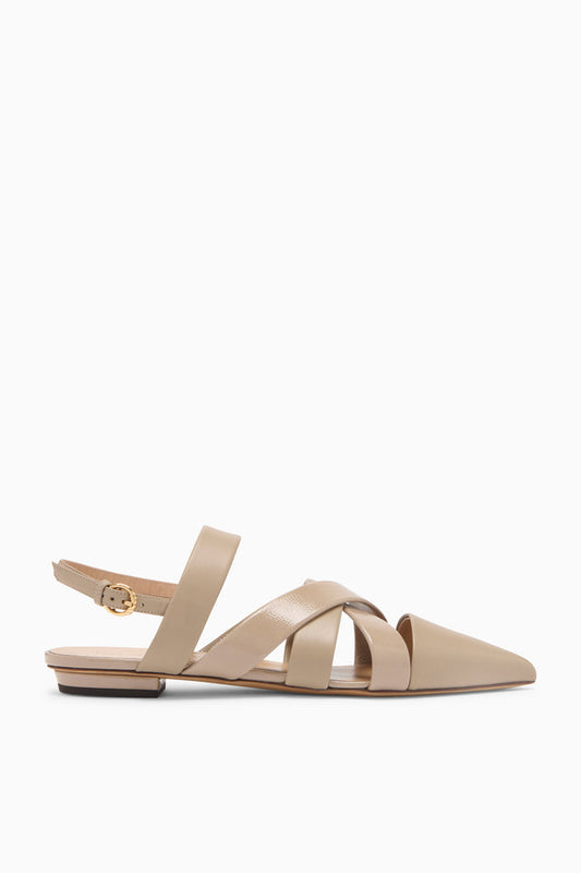 Mica Leather Woven Strap Pointed-Toe Flat - Side Profile | Ulla Johnson
