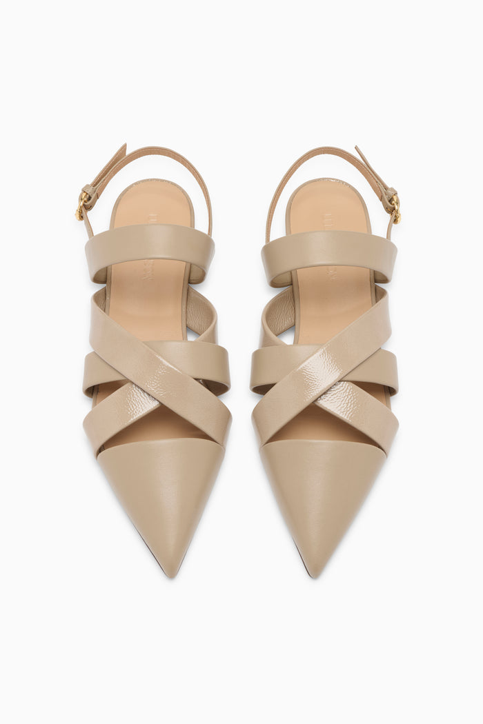 Mica Luxury Leather Pointed-Toe Woven Slingback Flats - Top View, Pair | Ulla Johnson