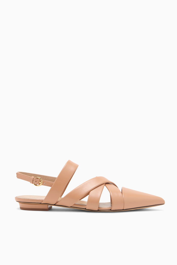 Sienna Leather Tallulah Woven Flat, Pointed Toe Slingback - Side View | Ulla Johnson