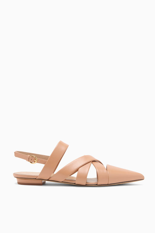 Sienna Leather Tallulah Woven Flat, Pointed Toe Slingback - Side View | Ulla Johnson