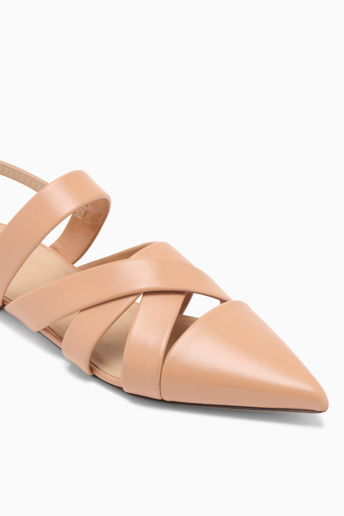 Sienna Leather Tallulah Woven Flat, Pointed Toe & Strap Detail - Close-Up | Ulla Johnson