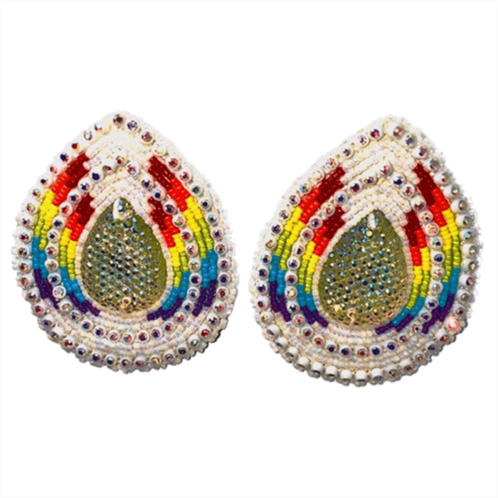 Teardrop - Glam Earrings with colorful bead design and sparkling rhinestones for a stylish look.