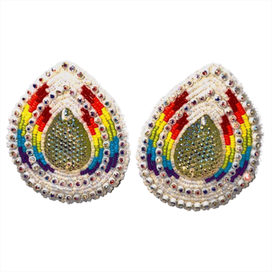 Teardrop - Glam Earrings with colorful bead design and sparkling rhinestones for a stylish look.