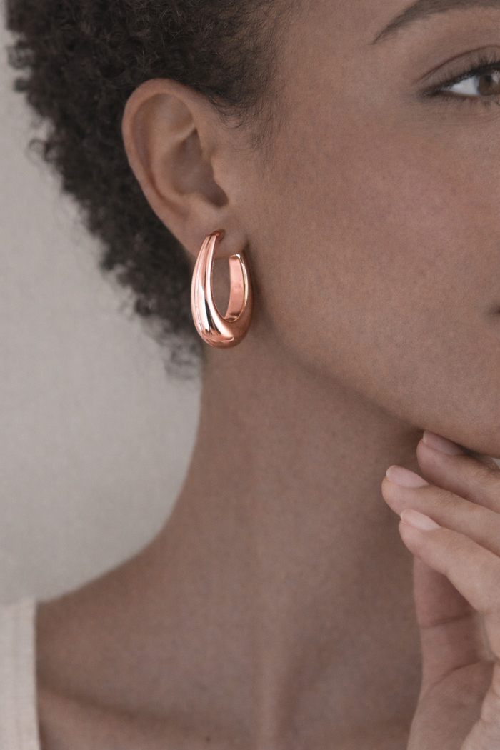 Teardrop Chunky Hoop - Rose Gold