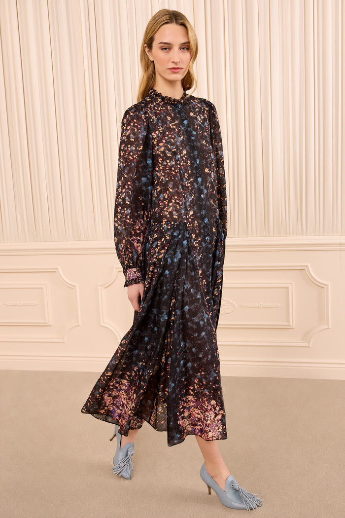 Tessa Long Sleeve Silk Dress - Eclipse
