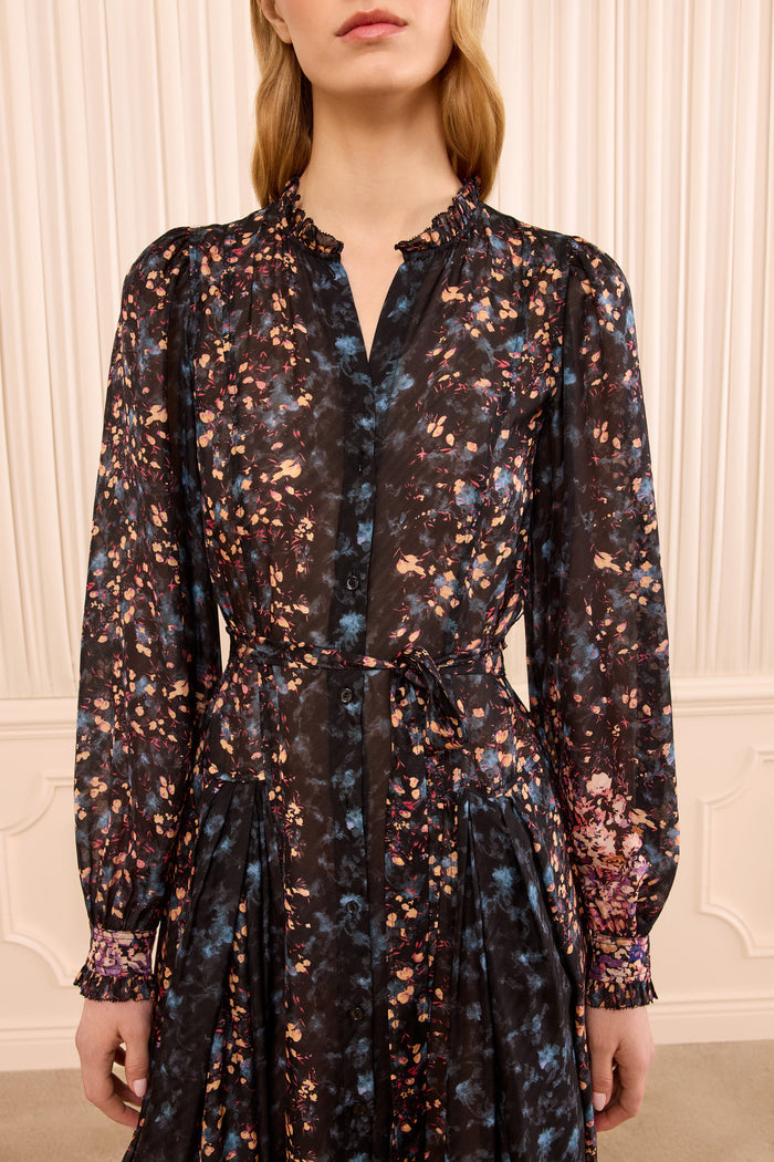 Tessa Long Sleeve Silk Dress - Eclipse