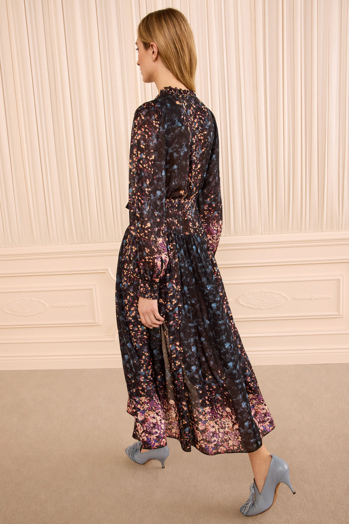 Tessa Long Sleeve Silk Dress - Eclipse